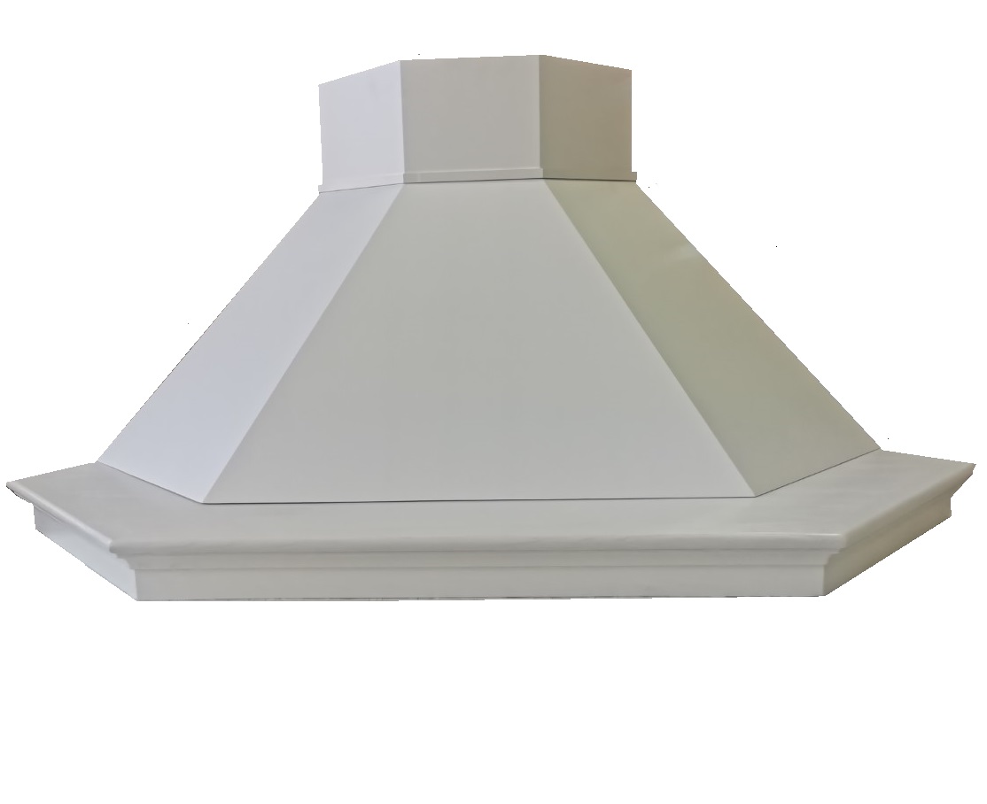 Cappa cucina classica legno Maya angolo 105x105 frassino bianco cono bianco liscio